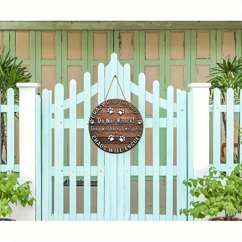 2024 new cross-border hot style home decoration pet wooden door sign round logo creative decorative sign home