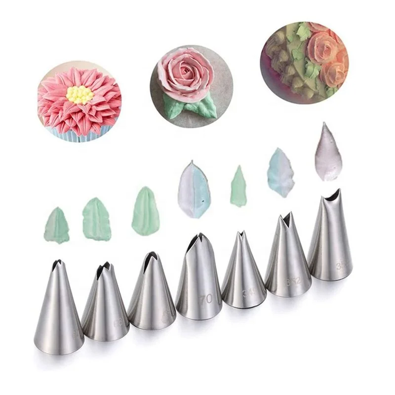 7PCS Tips Cream Pastry Cupcake Decoration Tool ss304 DIY Cream Leaves Pastry Tip Icing Piping Decorative Nozzles Set