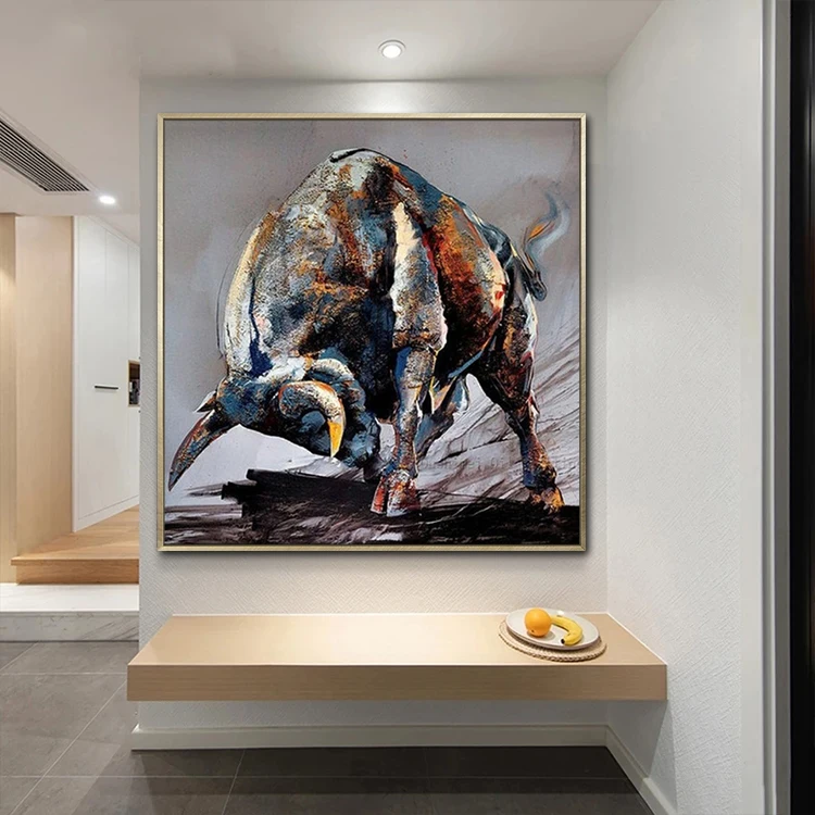 Cow Abstract Bull Modern Wall Hanging Decor Art Picture Home Decoration Animal Painting On Canvas