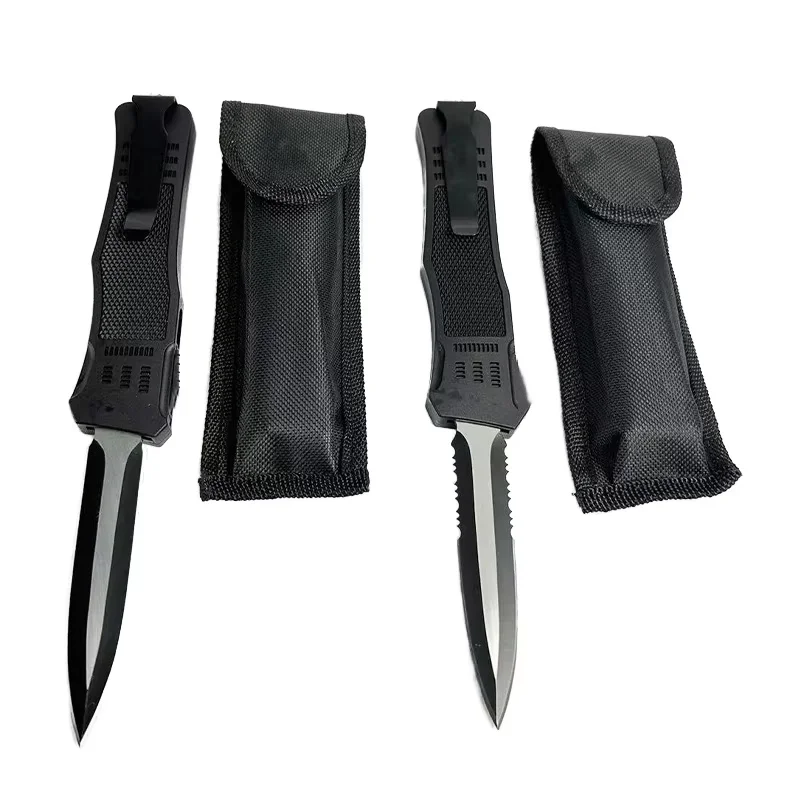 customization plastic handle camping  outdoor edc folding knife  3cr13 with sliding  assisted tactical push button pocket knife