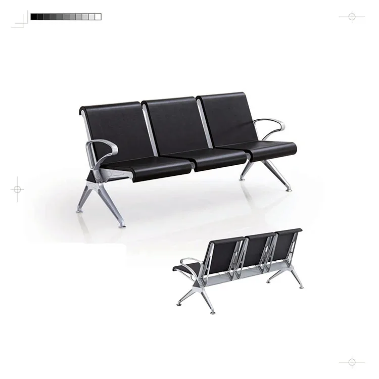 High Quality Commercial Full Leather Padded Sofa Chair Office Furniture Chair Reception Room Waiting Bench Seat