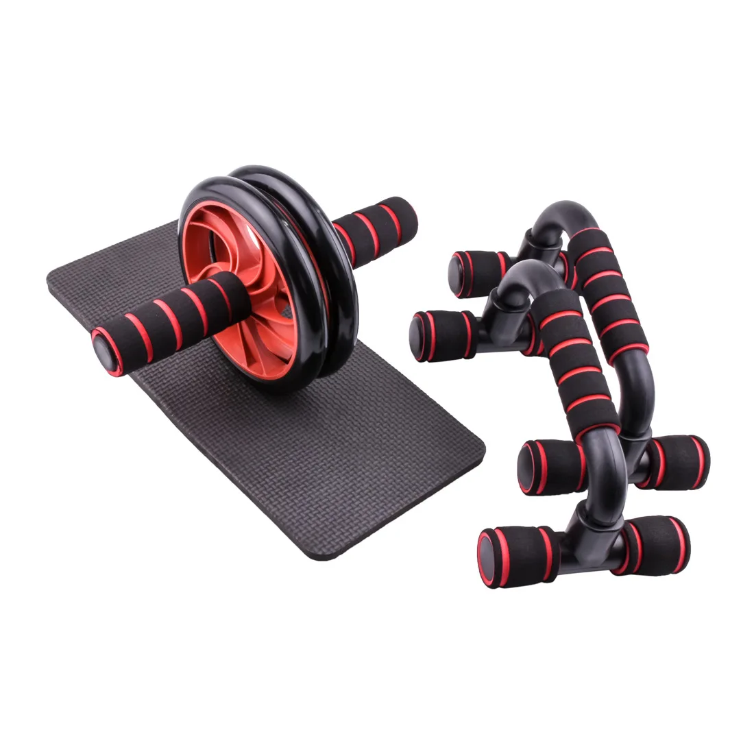 
Red healthy abdominal wheel push up bracket family strength exercise set training double round healthy abdominal wheel 