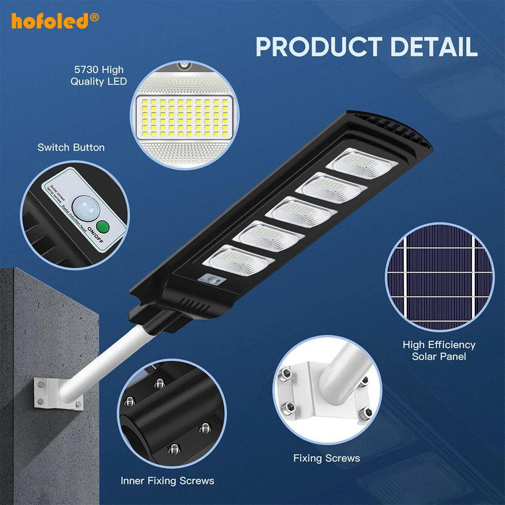 Outdoor Waterproof Pole Light Motion Sensor Remote Control Dusk to Dawn High Bright Solar Powered Luces LED Flood Lamp