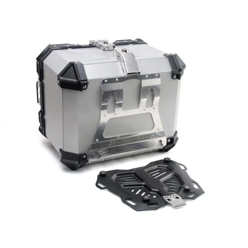 45L Aluminum Alloy Plate E-bike Motorcycle X Embossing Reactor Block Round Sliders Top Box Helmet Case Tool Box