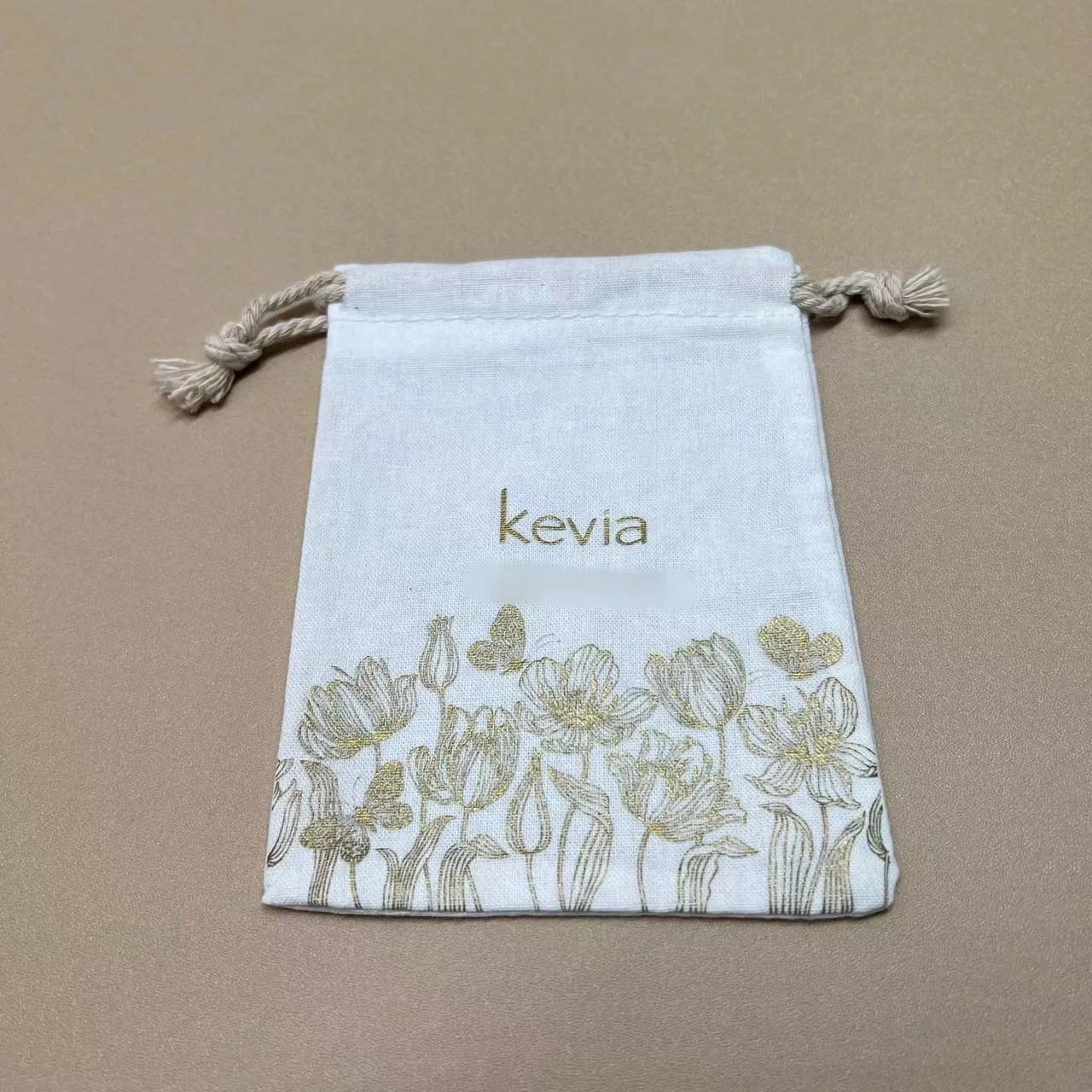Custom Logo Printed Cotton Muslin Drawstring Bags for Advertising Cotton Drawstring Bag for Jewelry Packing