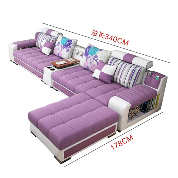 
Factory wholesale European style washable living room fabric U shaped sectional sofa set 