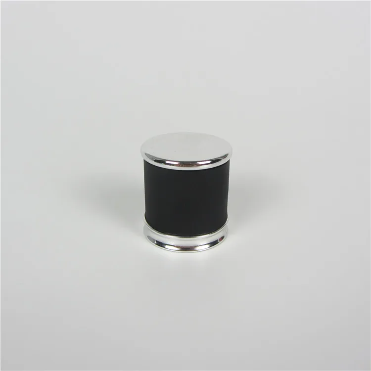 silver UV and black rubber decorated PP insert add iron perfume cap for perfume bottle