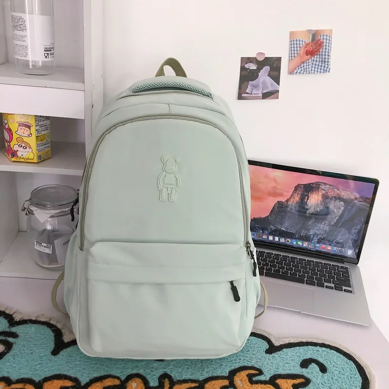 2022 summer new shoulder bag Korean girls backpack solid color large capacity student schoolbag