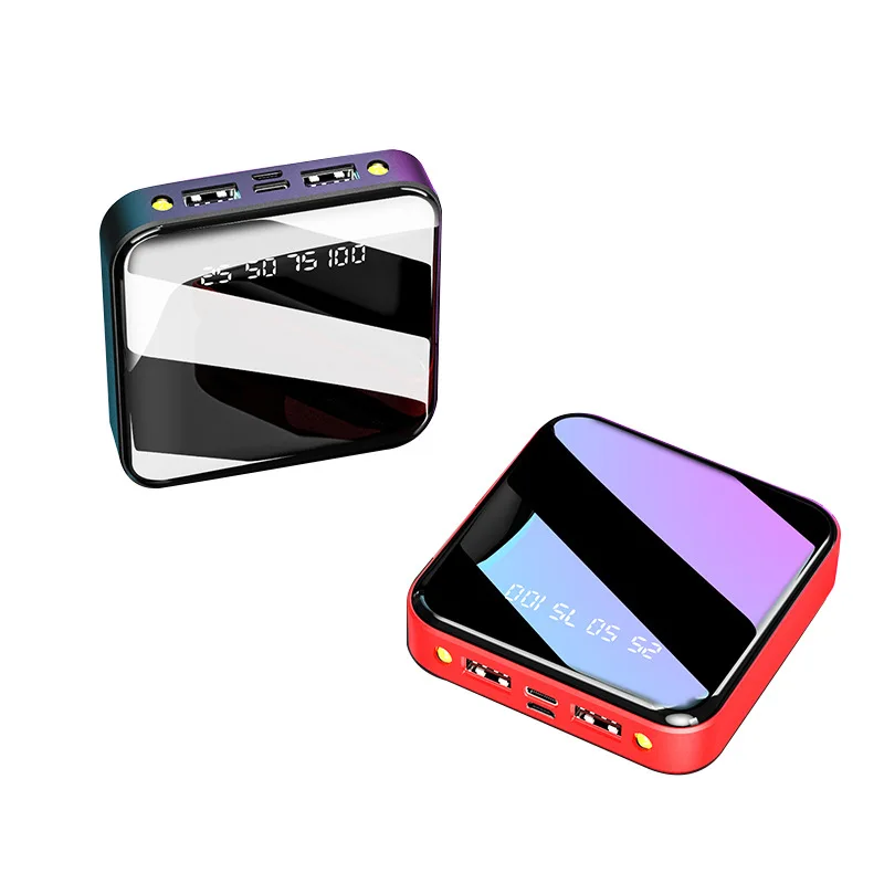 10000mah Powerbanks Wallet Portable Mobile Charger 2 Usb Mirror Power Bank for All Phone