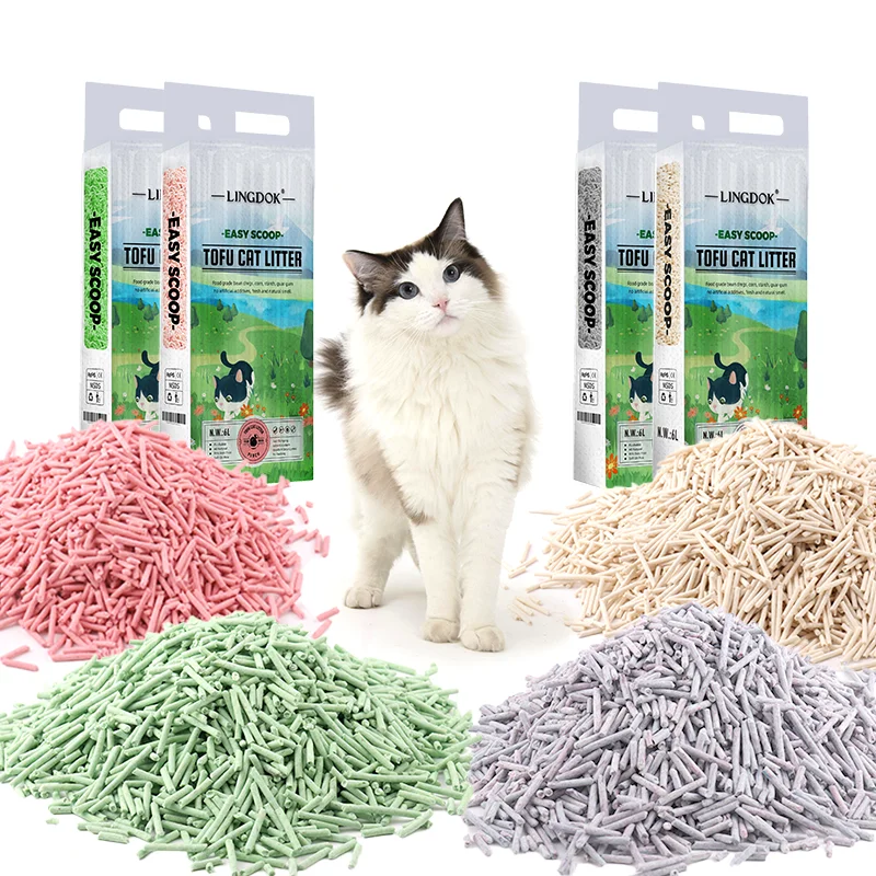 custom Natural Plant Soy Biodegradable Deodorizing Cleaning Green Tea Peach Clumping Tofu Cat Sand Litter