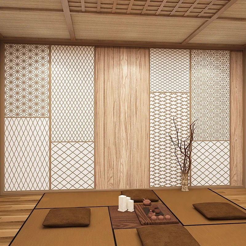 Japanese restaurant wood grain wallpaper homestay wall mural restaurant wall decor