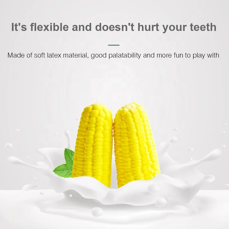 Squeaky Corn Dog Toys Safe Latex Soft Teething Dog Chew Toys For Puppies