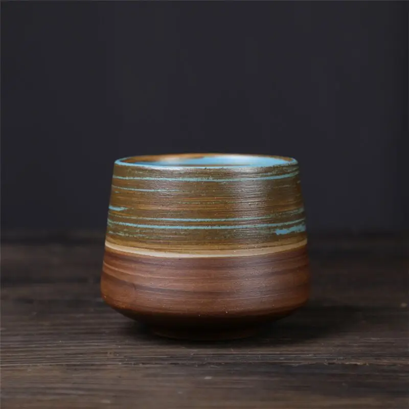 Japanese Retro Stoneware Teacup Colorful Vintage Coarse Pottery Countertop Ecocoffee Porcelain Ceramic Mug Cup Without Handle