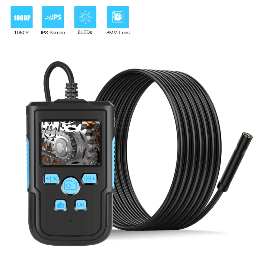 Новейшая недорогая Камера-Эндоскоп P60 с экраном 2,4 дюйма и объективом 5 м длиной 8 мм, водонепроницаемая промышленная камера-эндоскоп