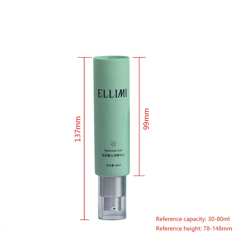 30mm APT Press Pump Tube 30ml to 80ml Cosmetic Packaging for Serum Lotion Isolation Cream Eco-Friendly Aluminum Oxidized