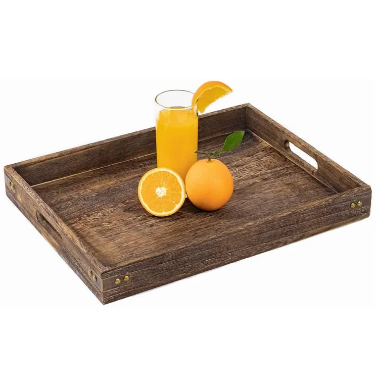 Wholesale snack tray home restaurants wooden rectangular serving trays