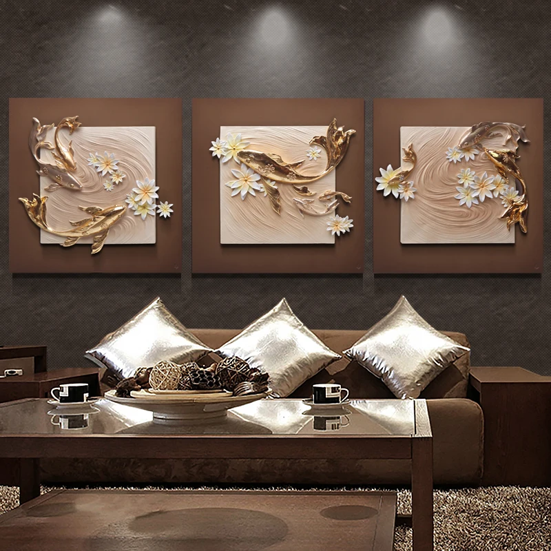 Relife Golden Fish Luxury Painting 3d Resin Painting 9 Fishes Factory Designer Art Nine Koi Fishes Painting