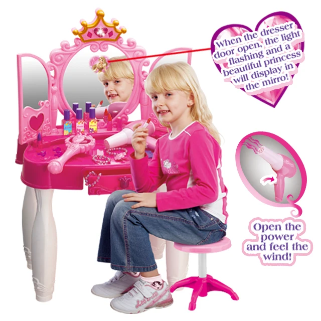 door-open dresser vanity table kids make up toys set  Kitchen Toys For Girls