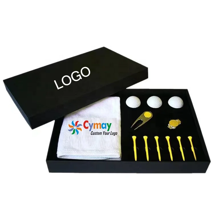 Custom Golf Business Gift Green fork TEE hat clip towel set combination golf gift set with box