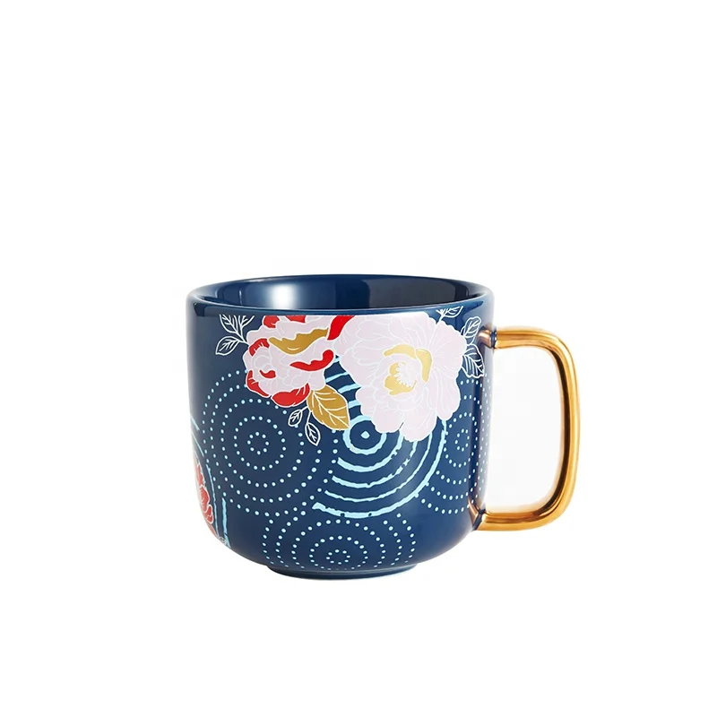 
Chinese Style Decal Ceramic Mugs With handpaint Handle For Lover gift 