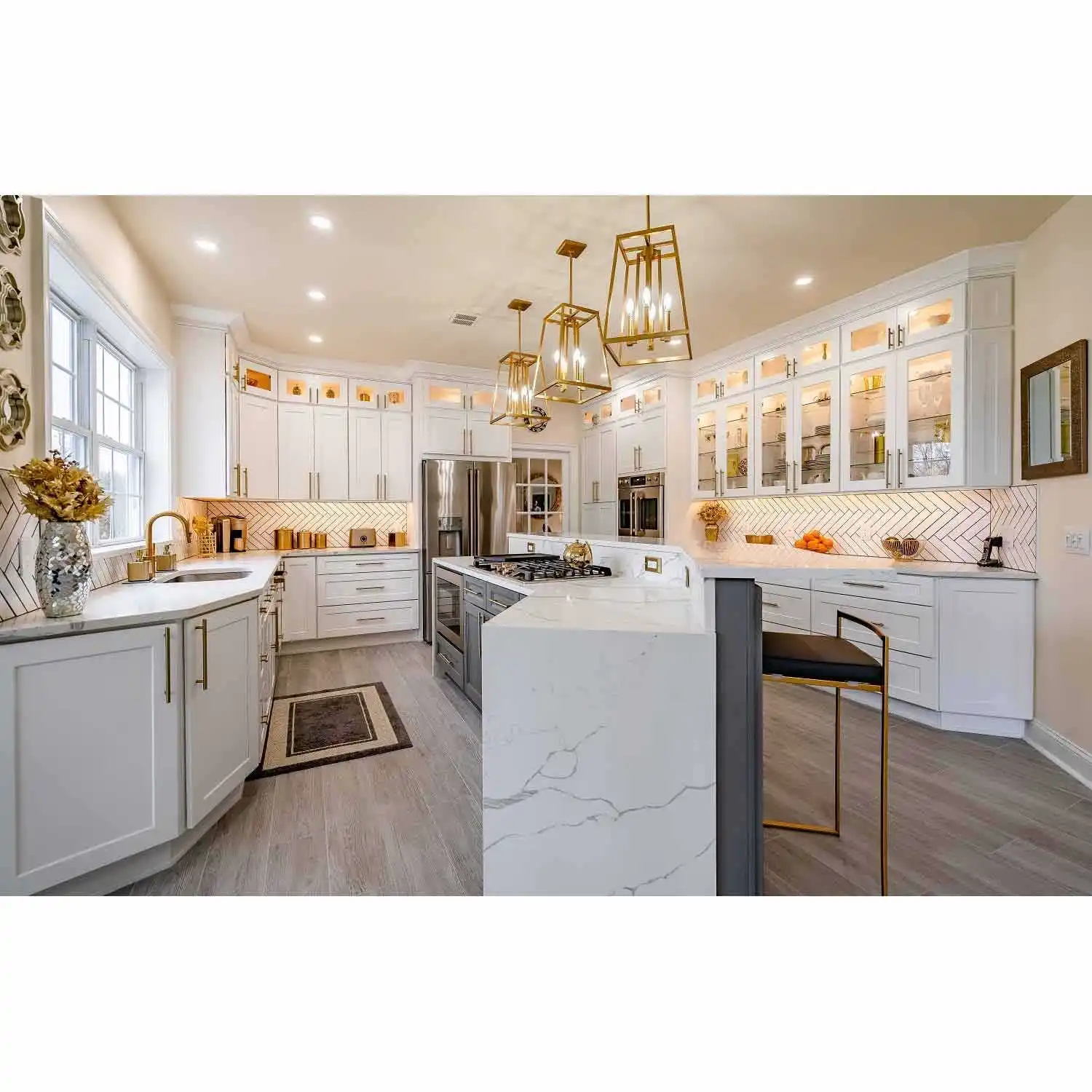 Customized American style Modern kitchen design cabinet kitchen furniture paint wooden kitchen