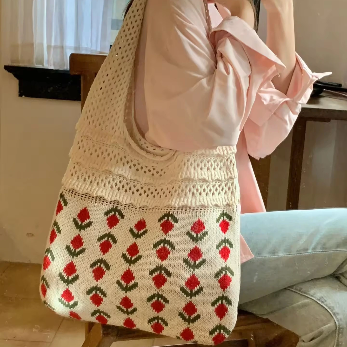 Женская трикотажная Сумка-тоут в Корейском стиле