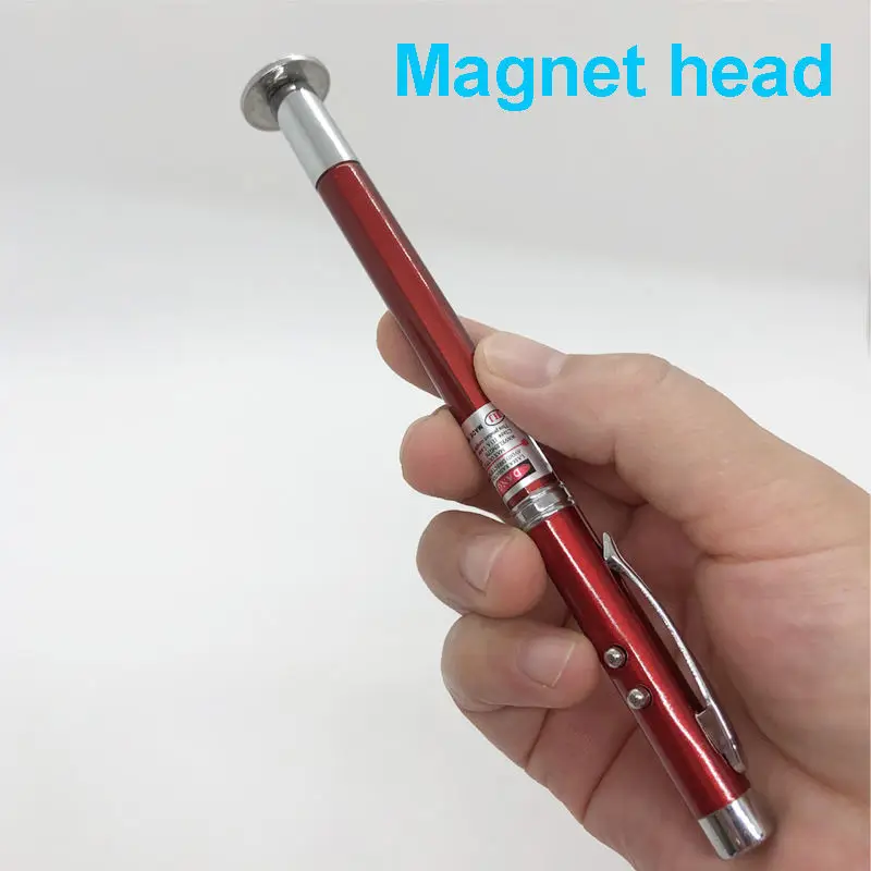 Wholesale 5 in 1 Red Pointer Retractable Telescopic Antenna Teaching Pointer Magnet Pen LED Flashlight Ball Pen with Metal Case