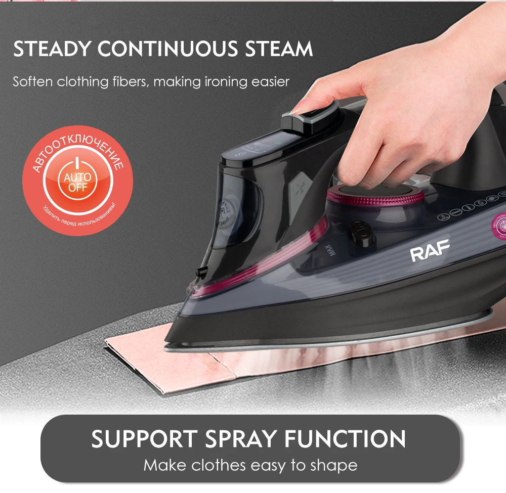 Household Electric Steam Iron with Ceramic Soleplate 2200W LED Pantalla