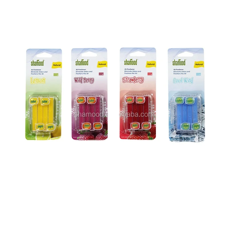 New mini Car Air Fresher Fragrance Holder 4PC Pack Scented Unique Plastic Eco-Friendly Stick Car Vent Clip