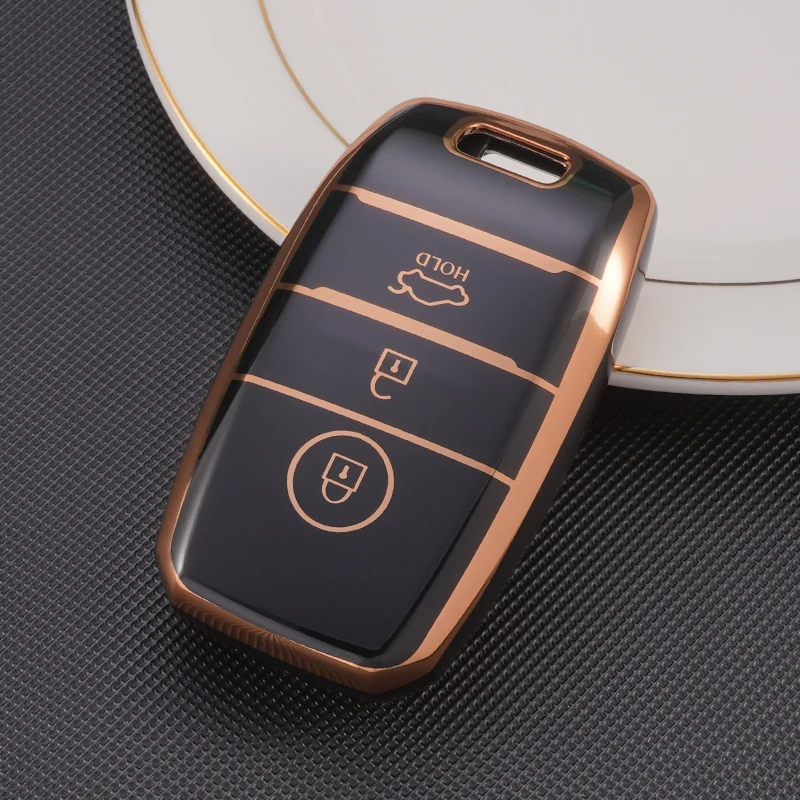 Car Key Fob Cover Gold Soft ,Girly Full Covers Keys Shells,Beautiful and Shiny Automotive Accessories New Car Key Holder