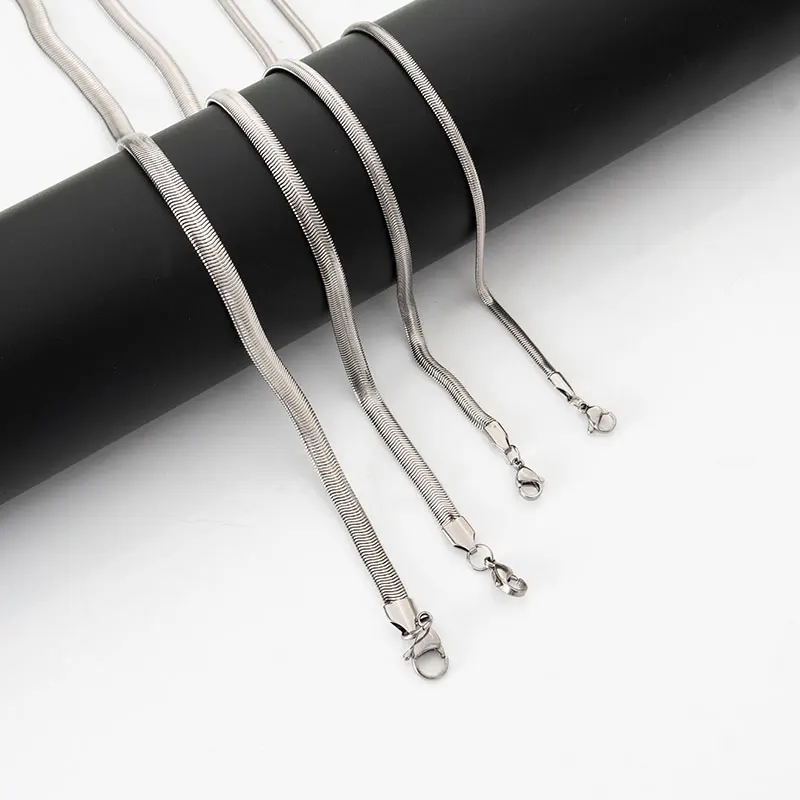 Steel silver snake bone choker flat blade snake chain for mens chains necklace jewelry