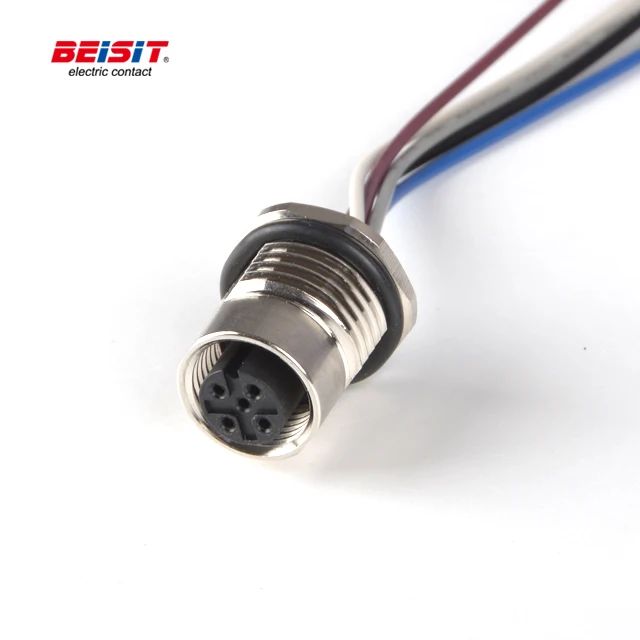 Waterproof  A Code 3pin 4pin 5pin 8pin 12pin  Rear Front Panel Mount M12 connector