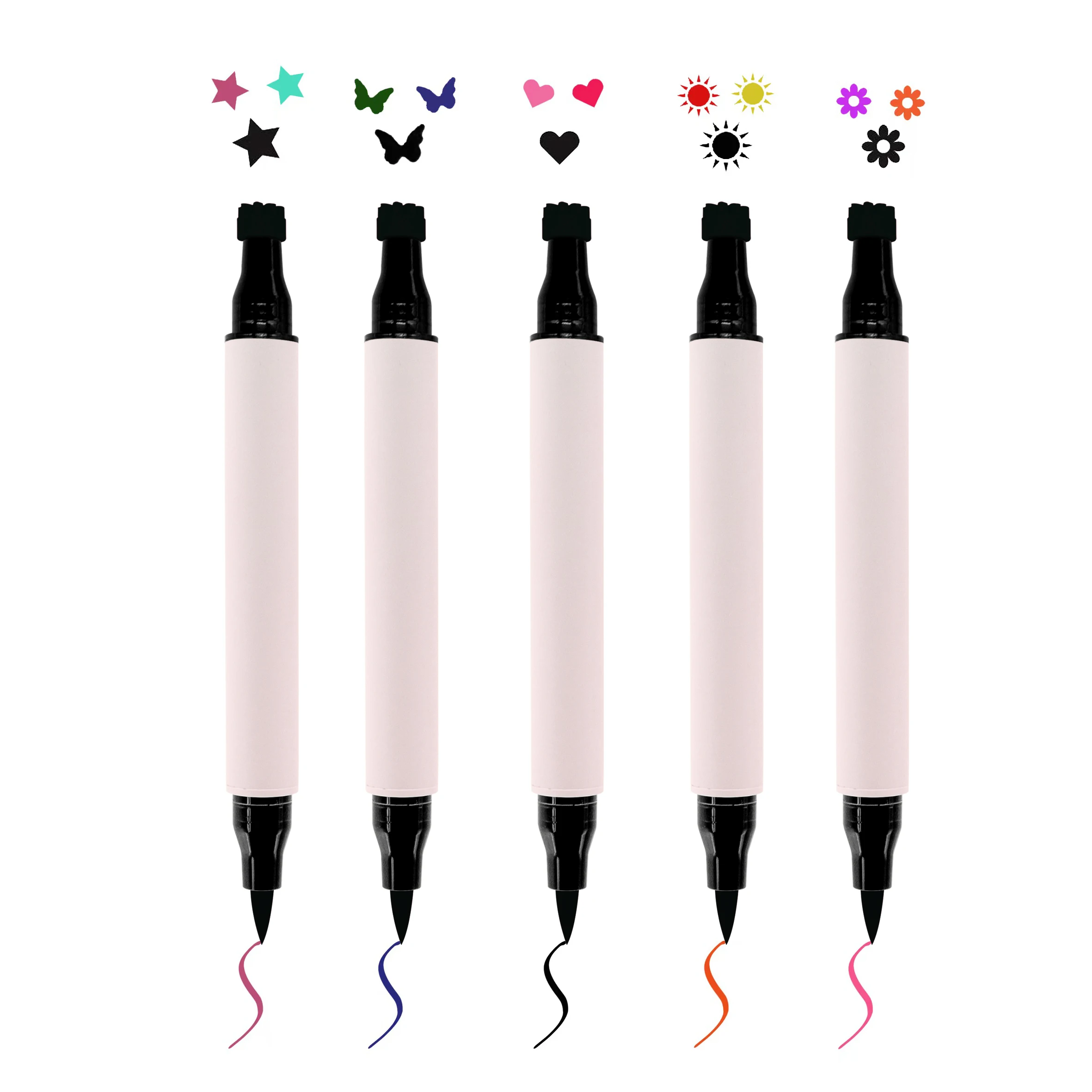 OEM Double-Head Eyeliner Pen Waterproof Winged Eyeliner Stamp Quick Dry Long-Lasting Star EyeLiner with Heart Design for Makeup