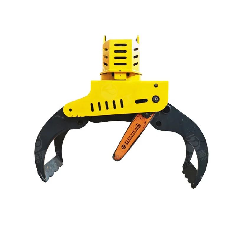 Excavator attachments forestry hydraulic timber log cutter machine grapple saw grab saw grapples