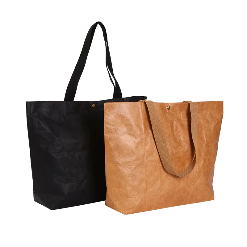 2023 ECO New Wholesale Waterproof Cooler Washed Kraft Dupont Tyvek Paper Tote Bag for Lunch Shopping