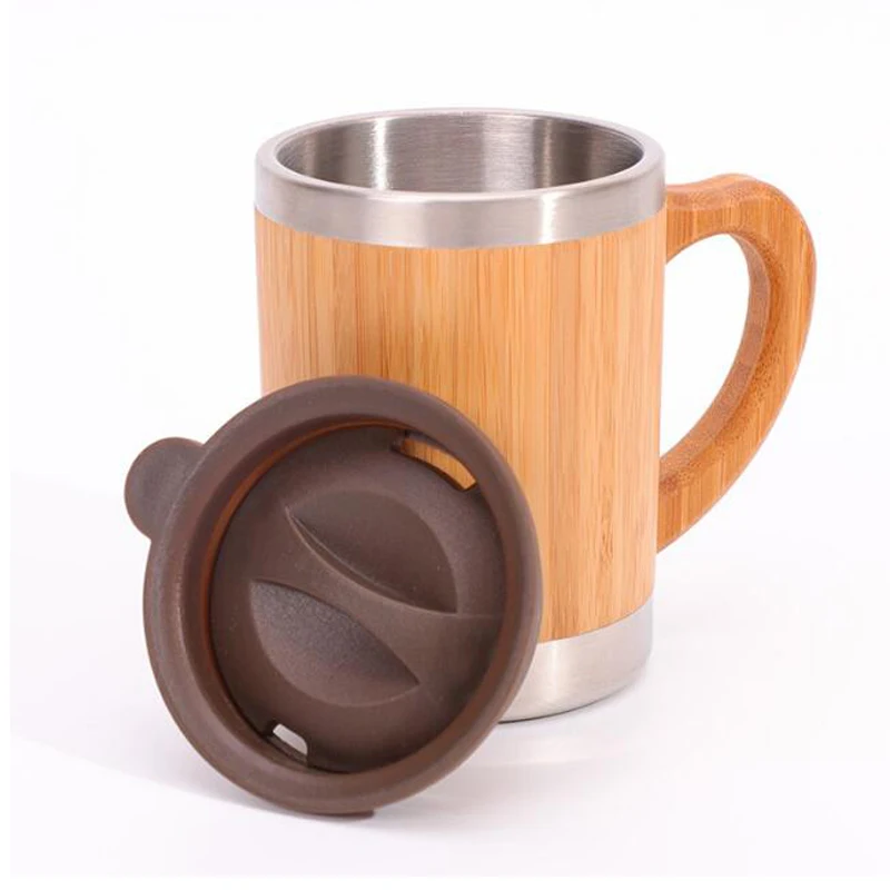 Bamboo fiber reusable coffee cup for stainless steel coffee water bottle