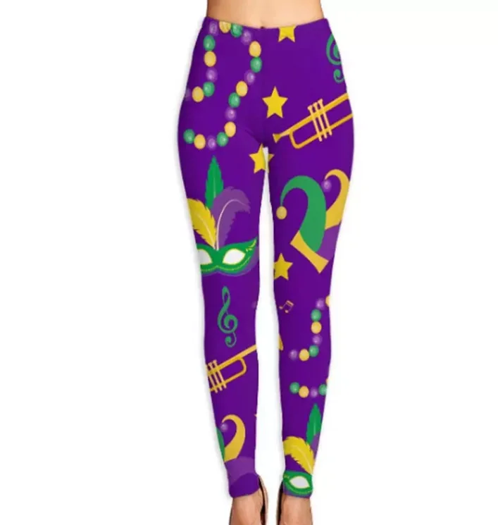 Wholesale Always  Mardi Gras Yoga Pants Leggings custom your own logo