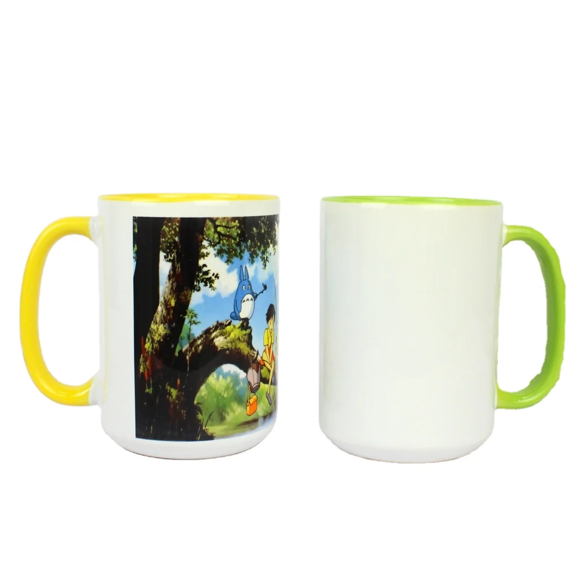 15oz Colorful Sublimation Ceramic Mug 15oz Custom Inside Handle Color Plain Mug Manufacturer Sublimation Coffee Mugs