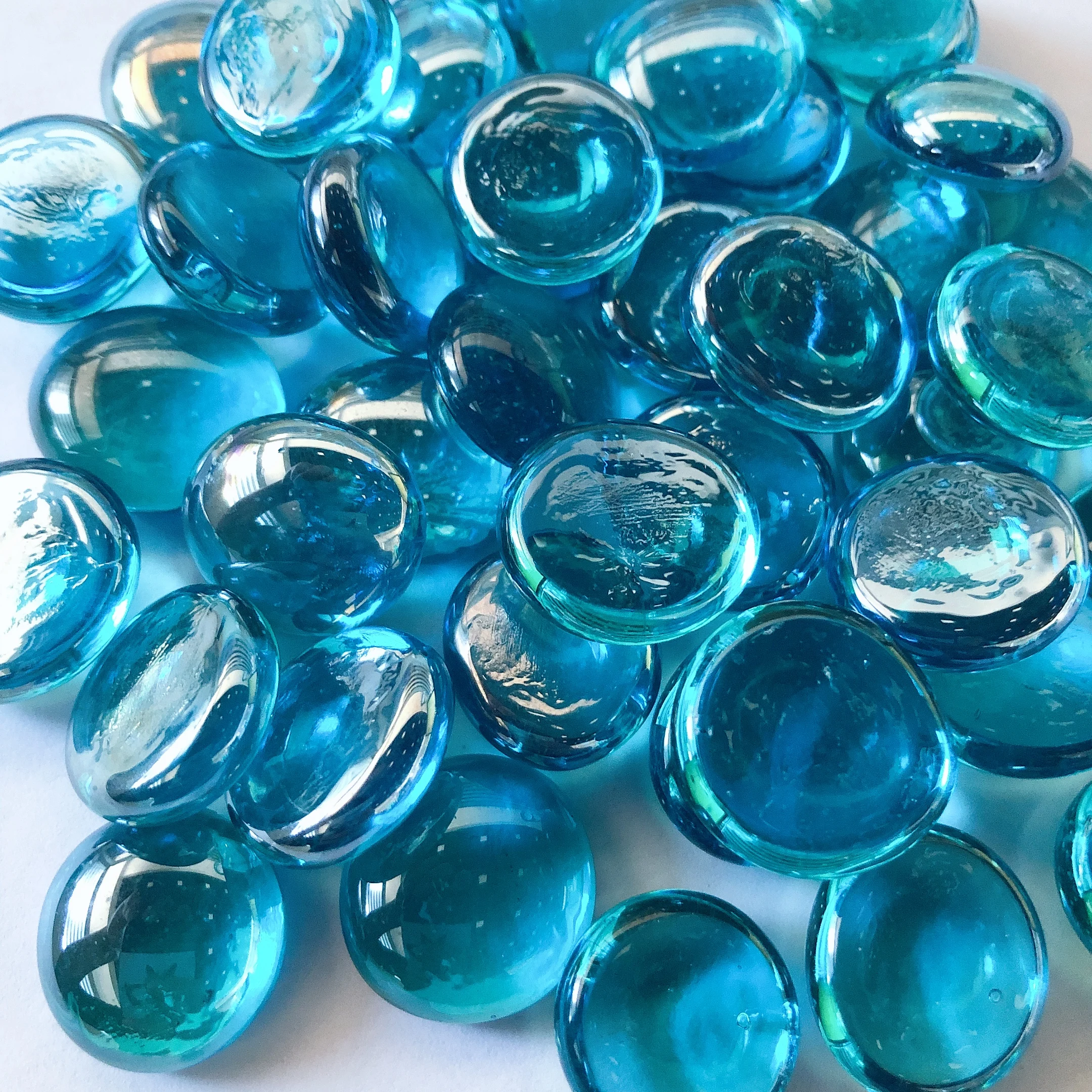 Плоские стеклянные бусины Aqua Blue для камина и пожарной ямы светоотражающий стеклянный