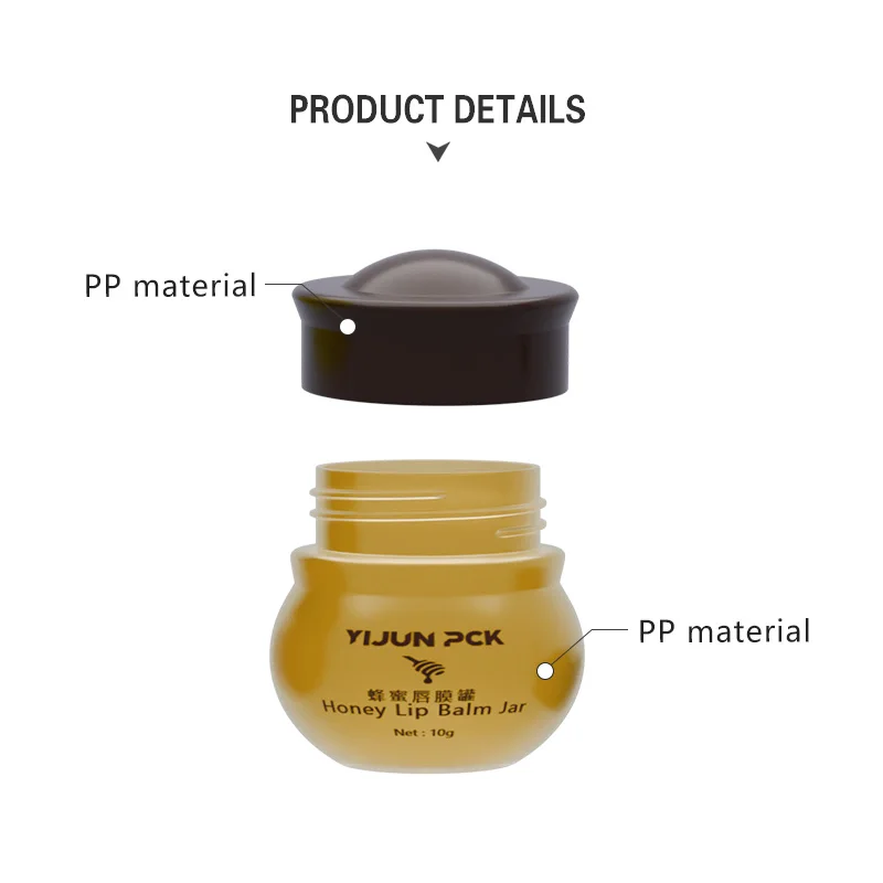 Hot Selling Honey Lip Balm Jar 10g Cosmetic Plastic Cream Jar for Lip Scrub Lip Balm container