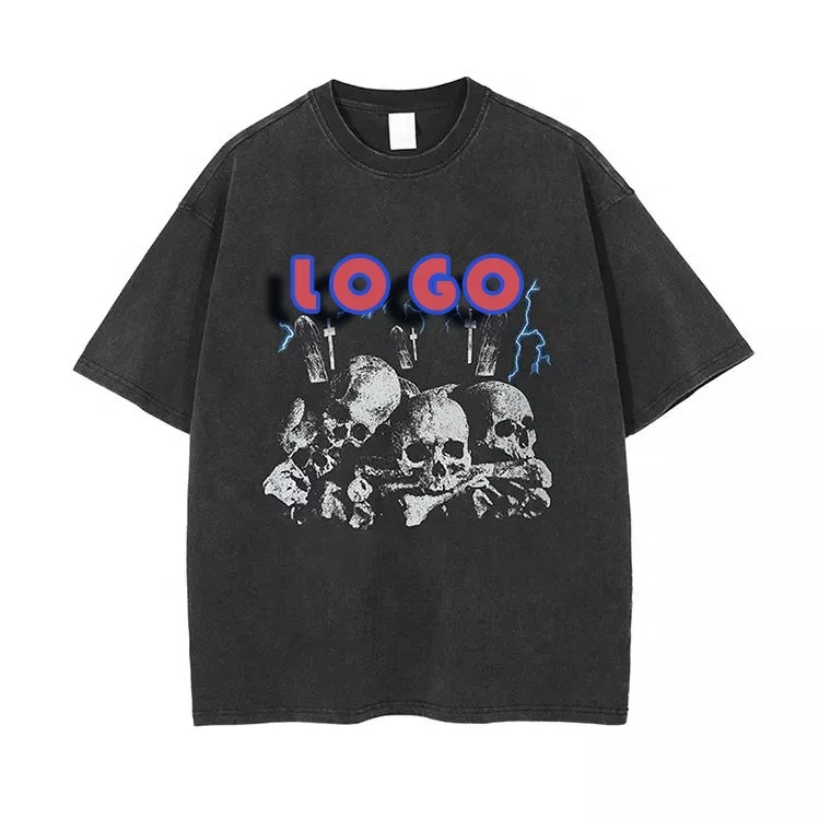 Qingzhihuo T-shirt print oversized t shirt graphic cotton vintage acid wash hip pop streetwear men tshirt