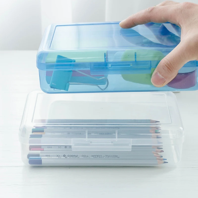 Modern plastic stationery product waterproof storage high quality clear pencil case custom for school