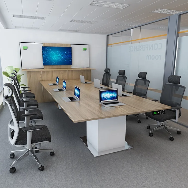 Dual motor standing desk 2021 electric conference table modern 10 seats office meeting table