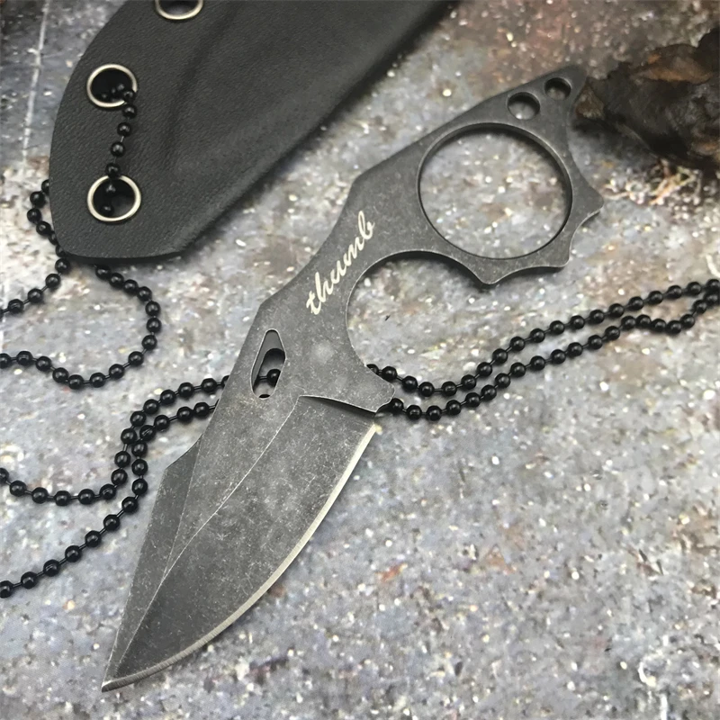 4.9-inch Tiger Shark Fixed Mini  K scabbard outdoor EDC Tactical Camping Necklace Knife