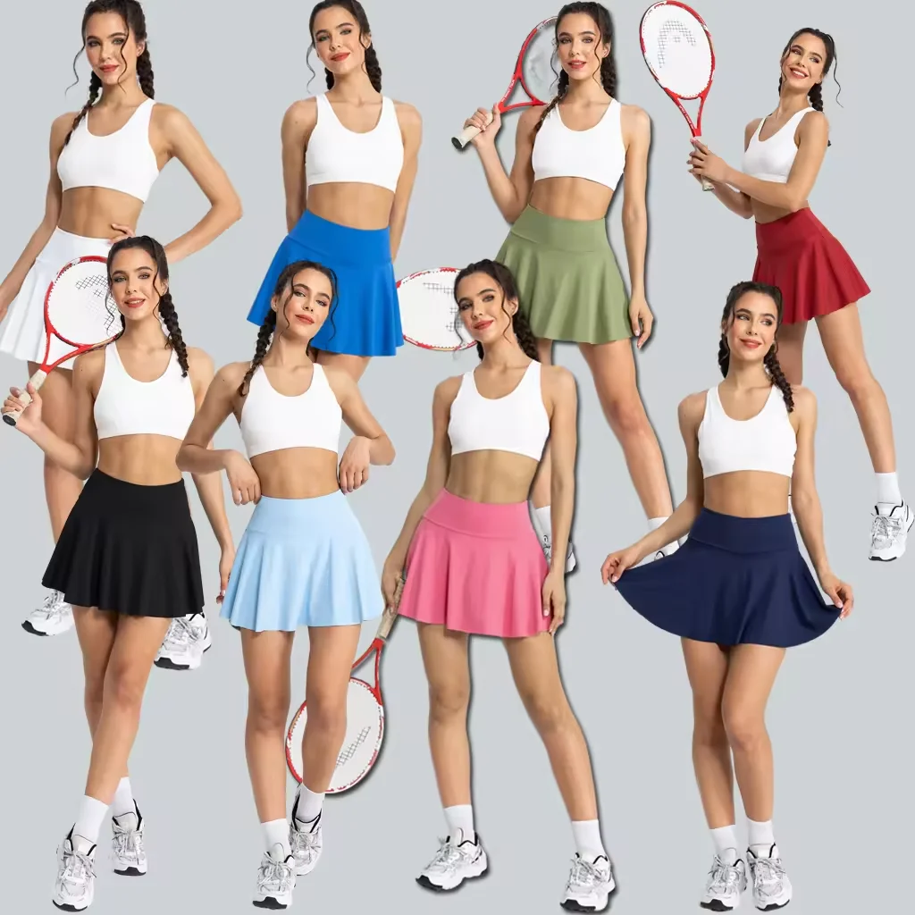 2024 женская спортивная одежда теннисная юбка для девочек шорты тренировок 2 в I футболки гольфа из переработанной ткани фитнеса