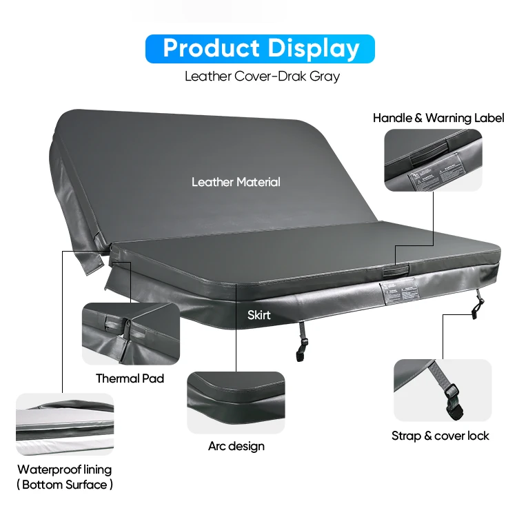 Dark Grey Hot Tub Spa Cover Customized Shape Hot Tub Protect Swimming Pool Spa Cover