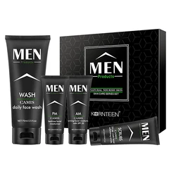OEM/ODM Custom Mens Skincare Kit Includes Foaming Cleanser Hydrating Moisturizer Cream  Face Scrub Men Skin Care Set