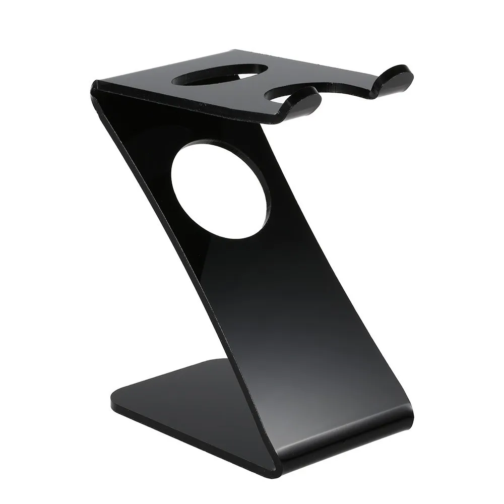 Private Label Shaving Kit Black Acrylic Shaving Brush Stand,Shaving Straight Razor Stand, Shaving Brush and Razor Holder