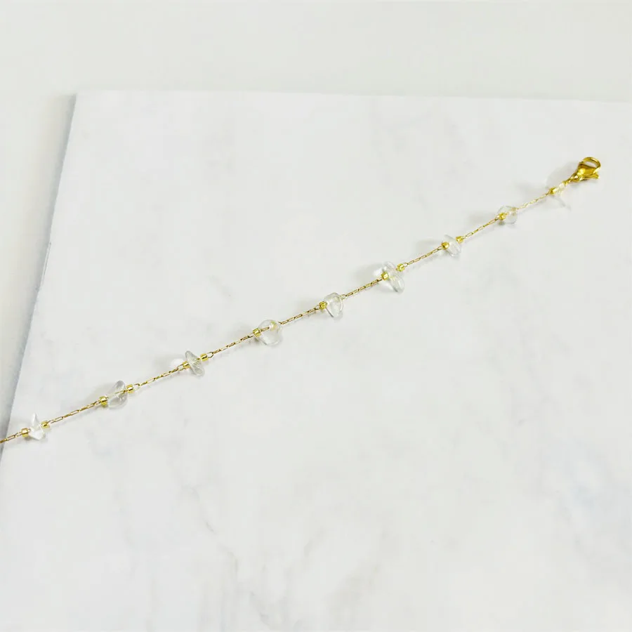 New design women stainless steel waterproof natural stone classic no fade no rust good quality 18k gold plated bracelet