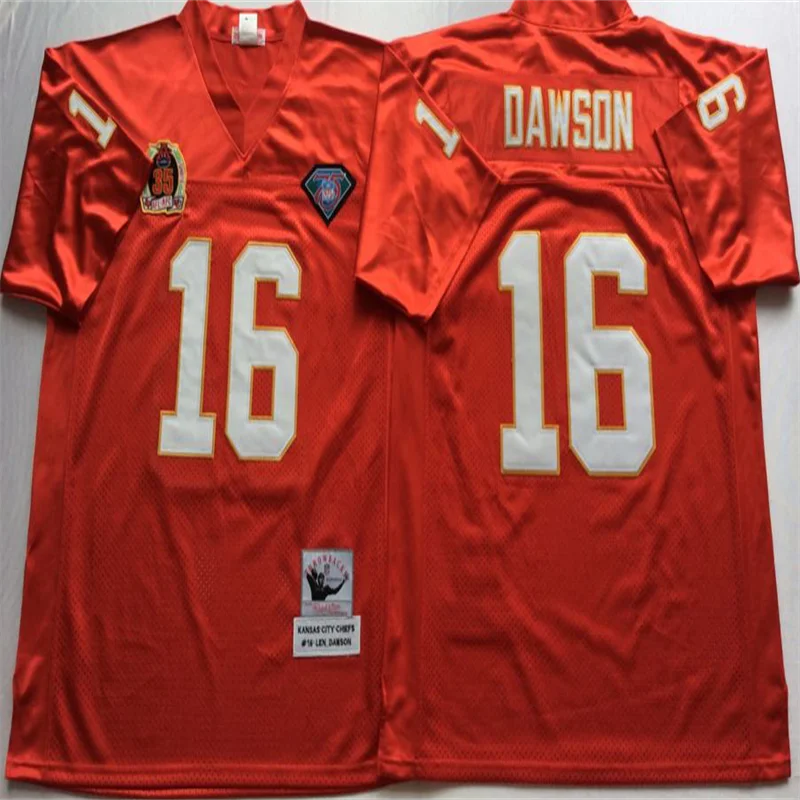 75th Vintage Retro Football 58 Derrick Thomas Jerseys 16 Len Dawson 19 Joe Montana 32 Marcus Allen Jersey